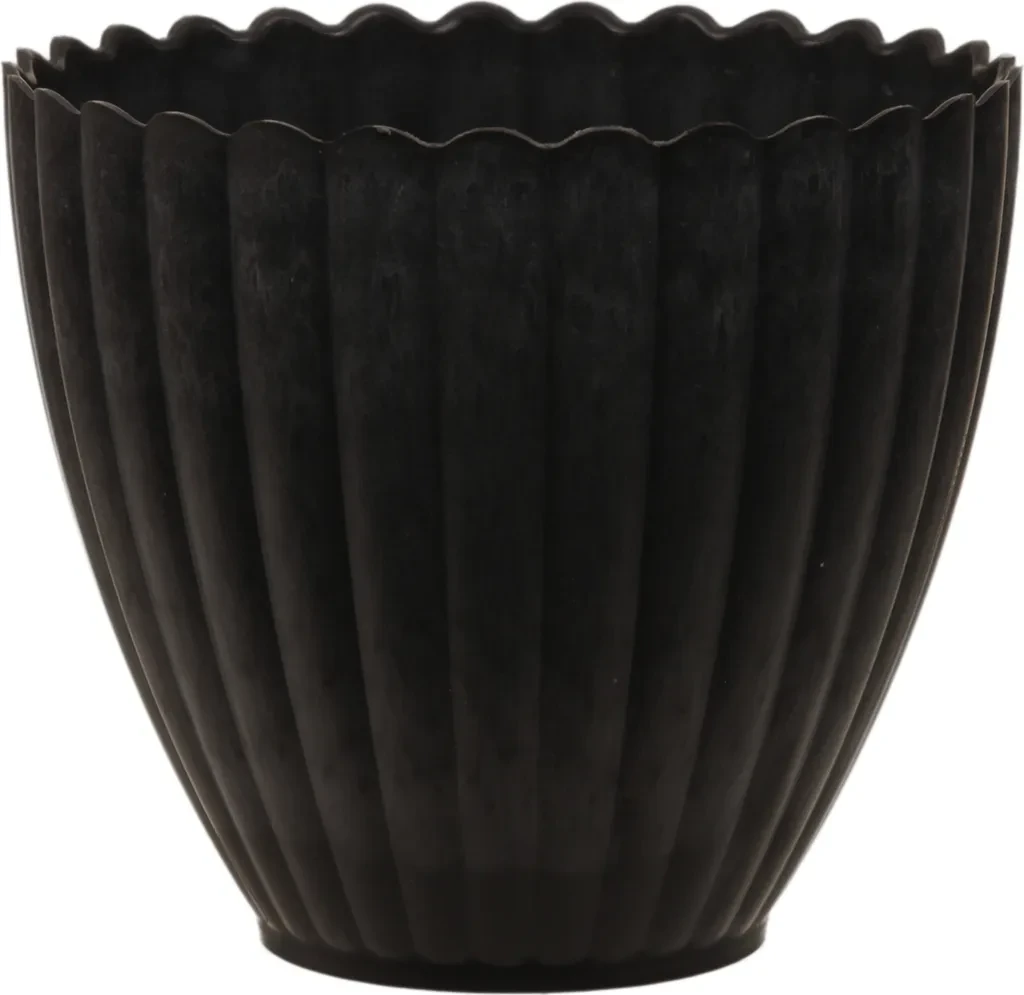 Runder Blumentopf Ø13 cm – Kunststoff Anthrazit gewischt